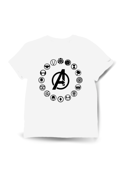 Polera íconos Avengers Blanco Detrás