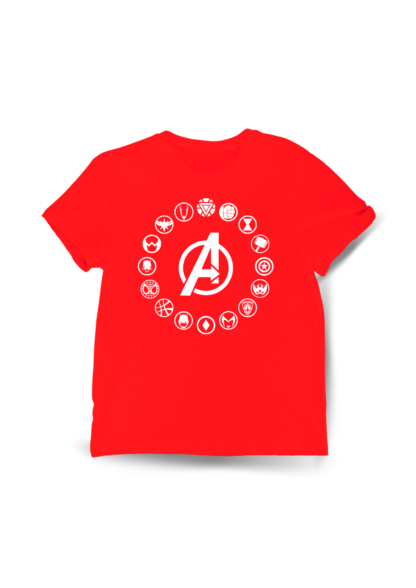 Polera íconos Avengers Rojo Detrás