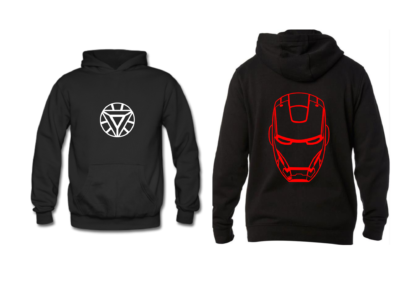 Polerón Casco y corazón de Iron Man Negro