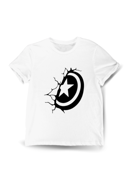 Polera Escudo Capitán América Alt Blanca
