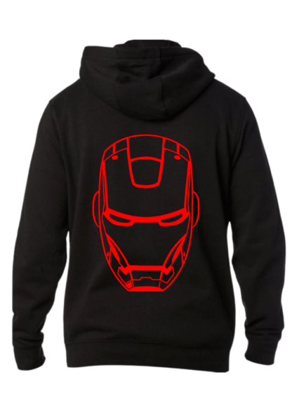Polerón Casco y corazón de Iron Man Negro Detrás